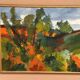 Swedish Oil on Canvas "Autumn Landscape" by Stig Hallblom, Vintage & Framed