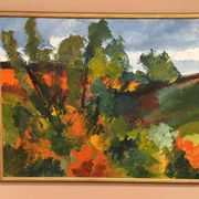 Swedish Oil on Canvas "Autumn Landscape" by Stig Hallblom, Vintage & Framed