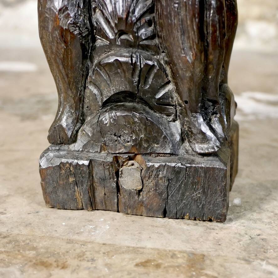 Adam and Eve wooden pedestal, religious art