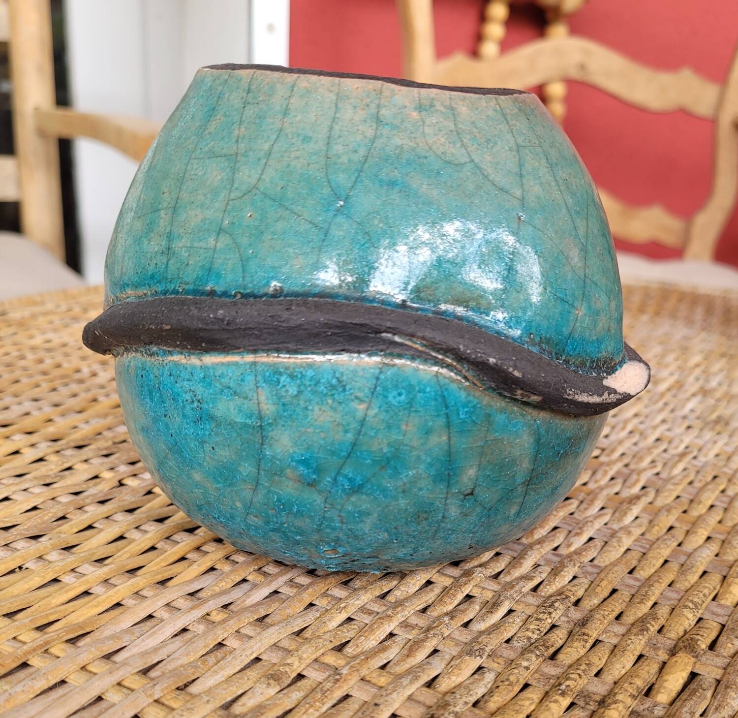 Raku ball vase