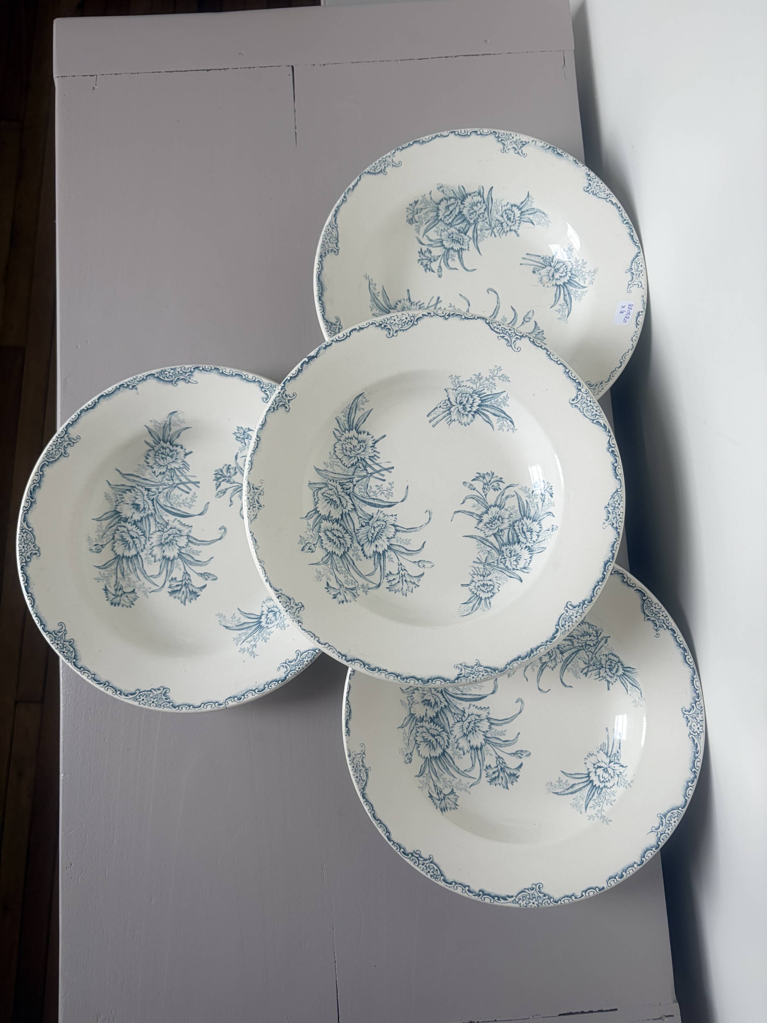 4 vintage deep plates in ironstone from L&G model Oeillets 220520