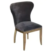 Vintage Office or Dining Chair in Navy Blue Velvet with Halo Studs