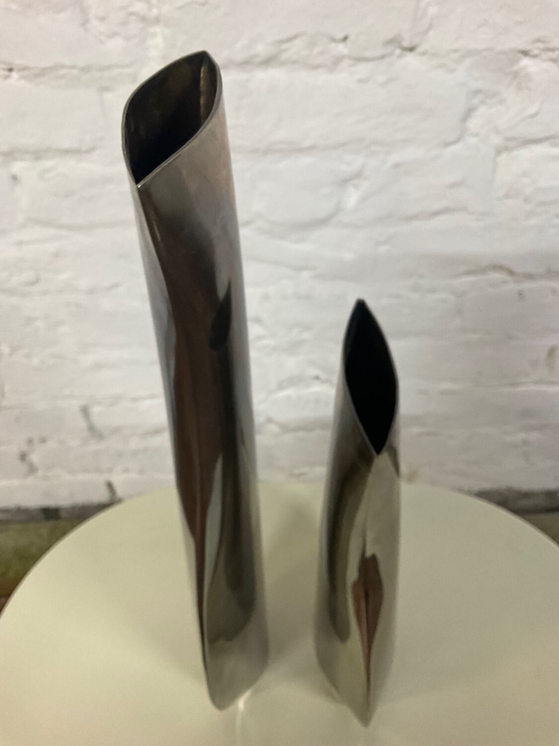 Duo of brass vases from the 60s