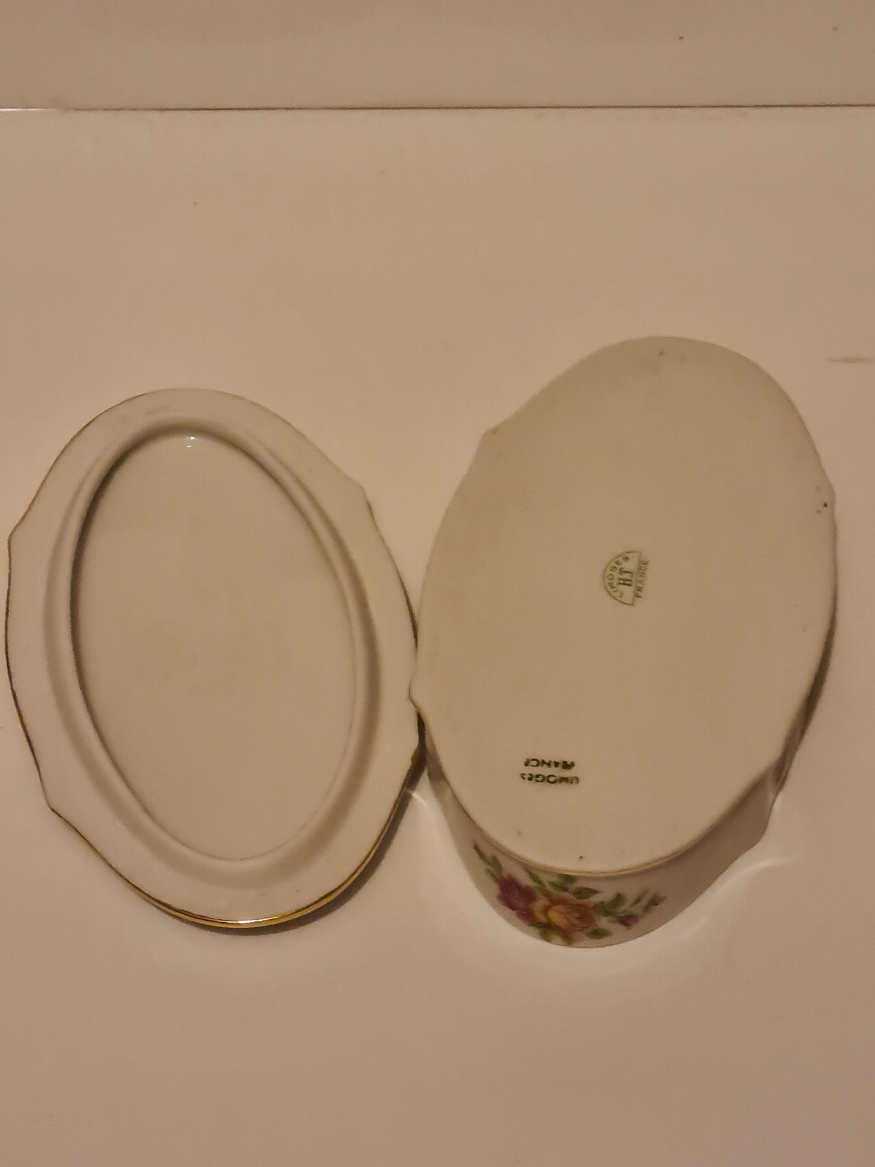 Limoges Porcelain Box H.T. floral décor