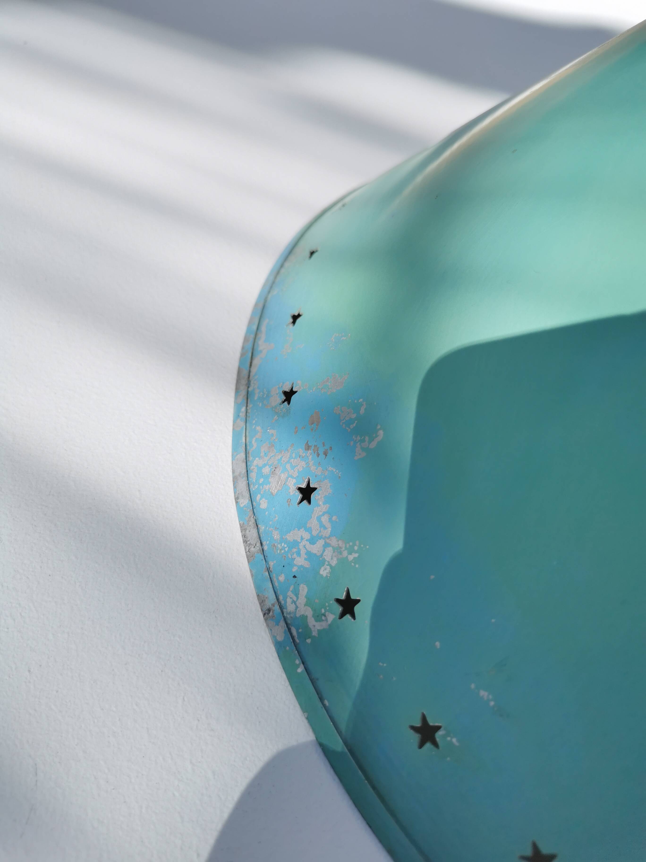 Large Diabolo Wall Lamp René Mathieu for Lunel water green color