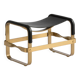 Footrest in aged brass and black leather, modern style, wanderlust