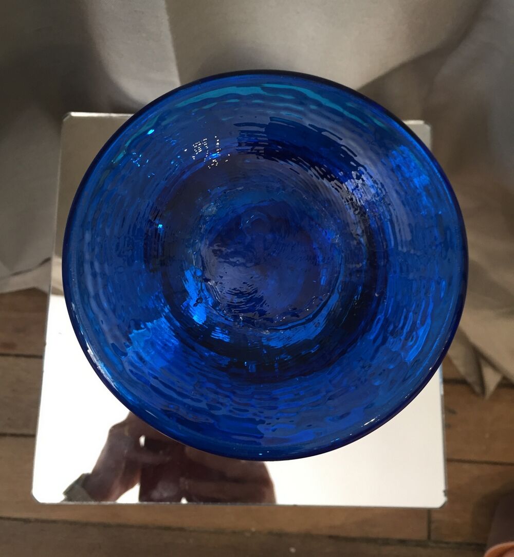 Turquoise blue bubble glass candle holder photophore