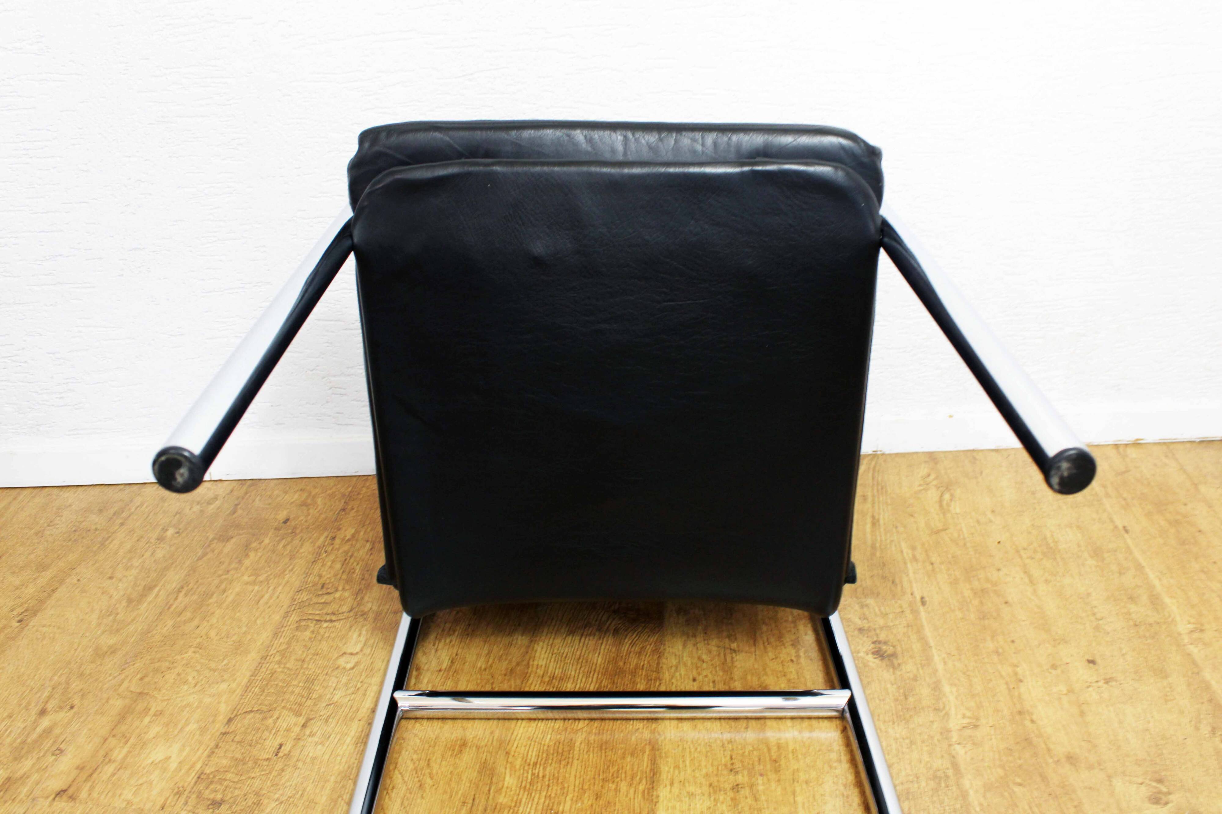 Set of 4 Bauhaus leather armchairs