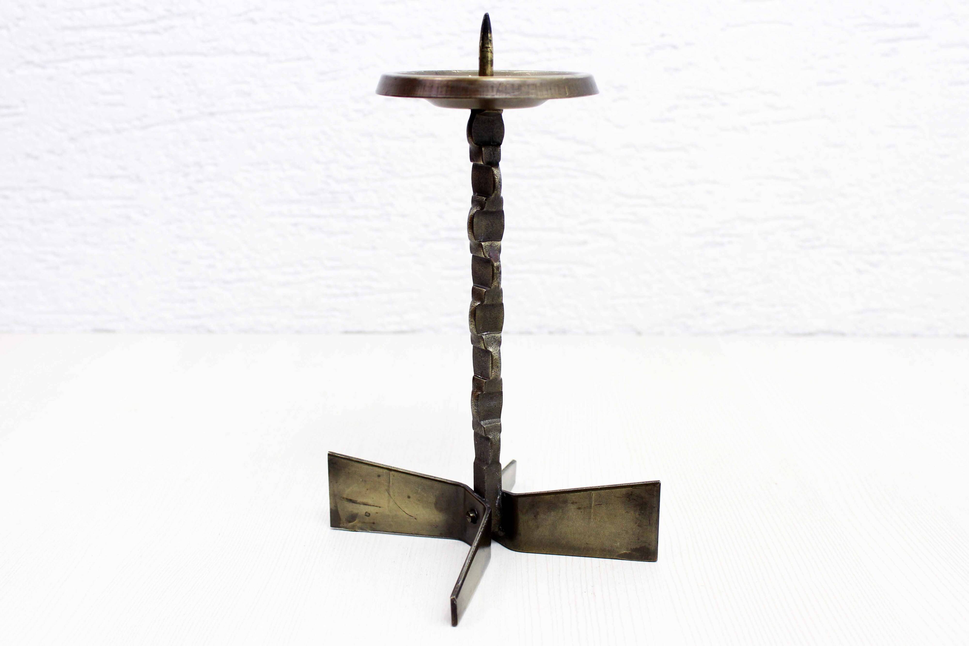 Brutalist bronze candle holder