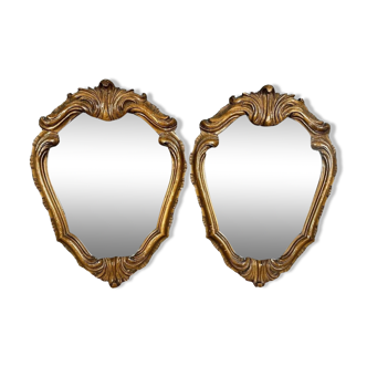 Italie XXeme : paire de miroirs Baroques en bois sculpté vers 1930-1940
