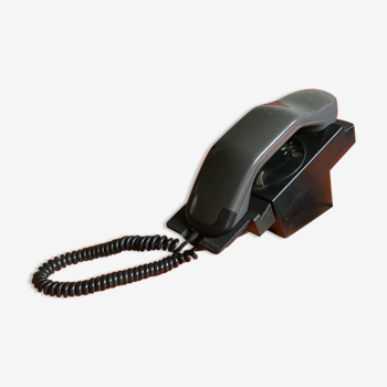 Fixed telephone barphone b 801 vintage has grey black turntable dial 1980