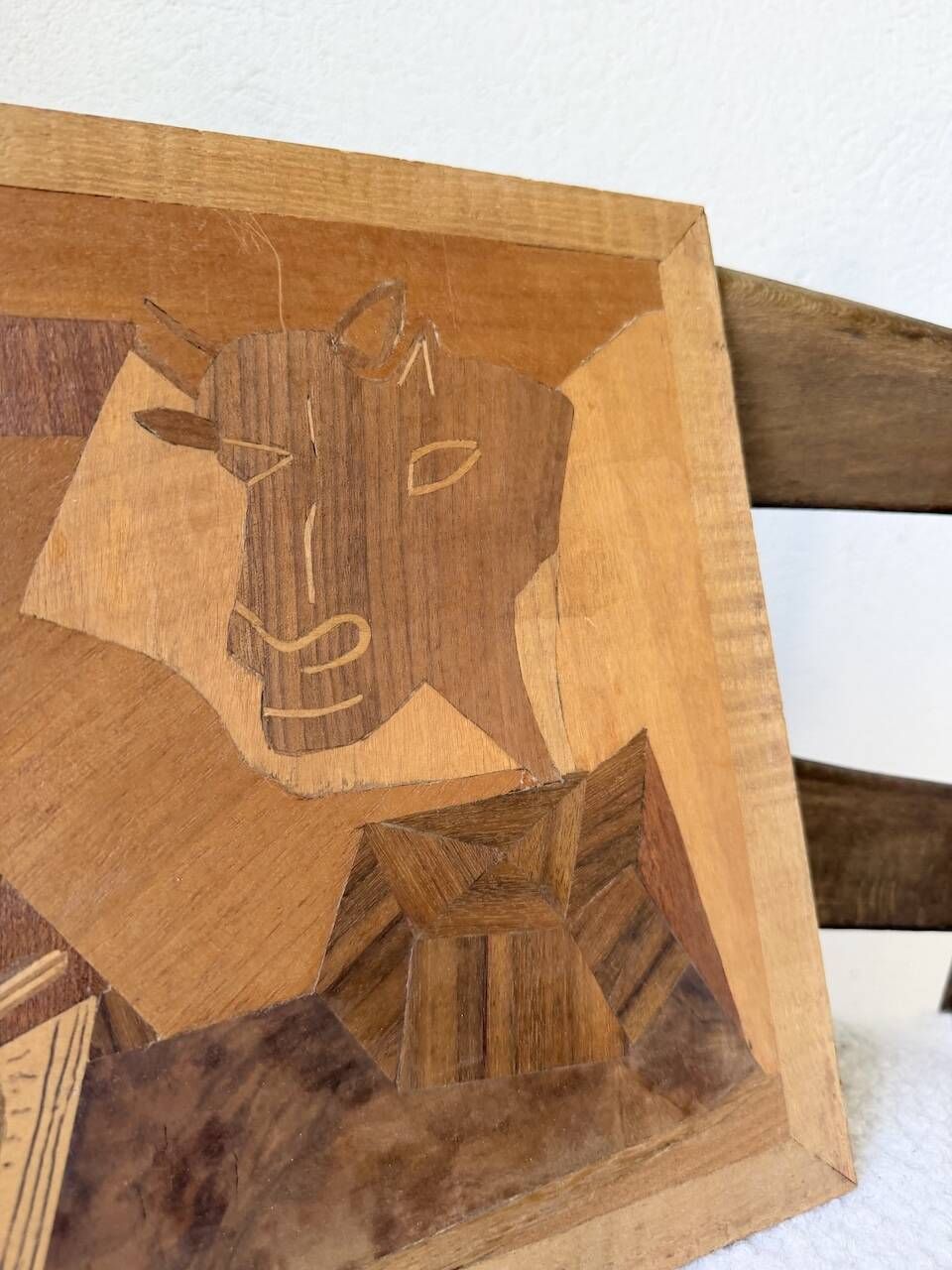 Wood marquetry panel Picasso