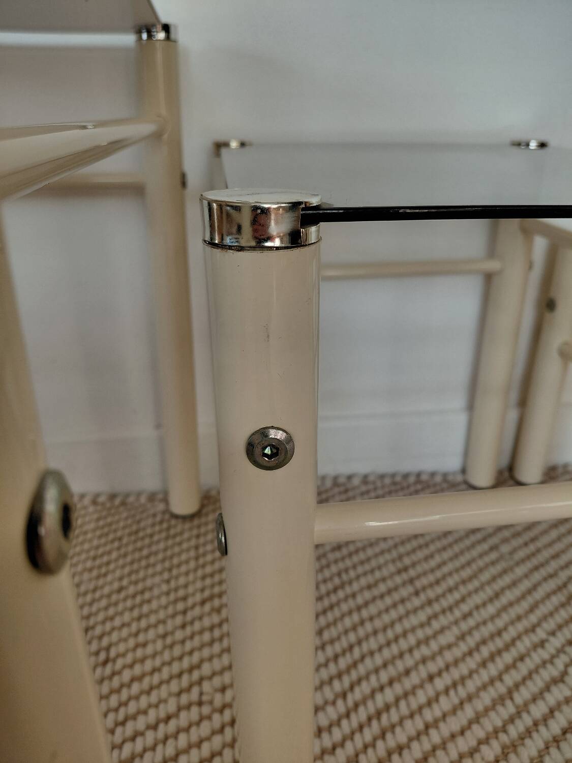 Beige Metal Nesting Tables Yves Boutboul 1970s