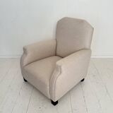 Vintage German Art Deco Armhair in White Fabric, 1920s