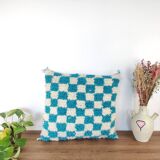 Berber turquoise checkerboard cushion