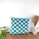 Coussin berbère damier turquoise