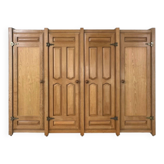 Armoire en Chêne et Laiton par Guillerme Et Chambron, 1960s