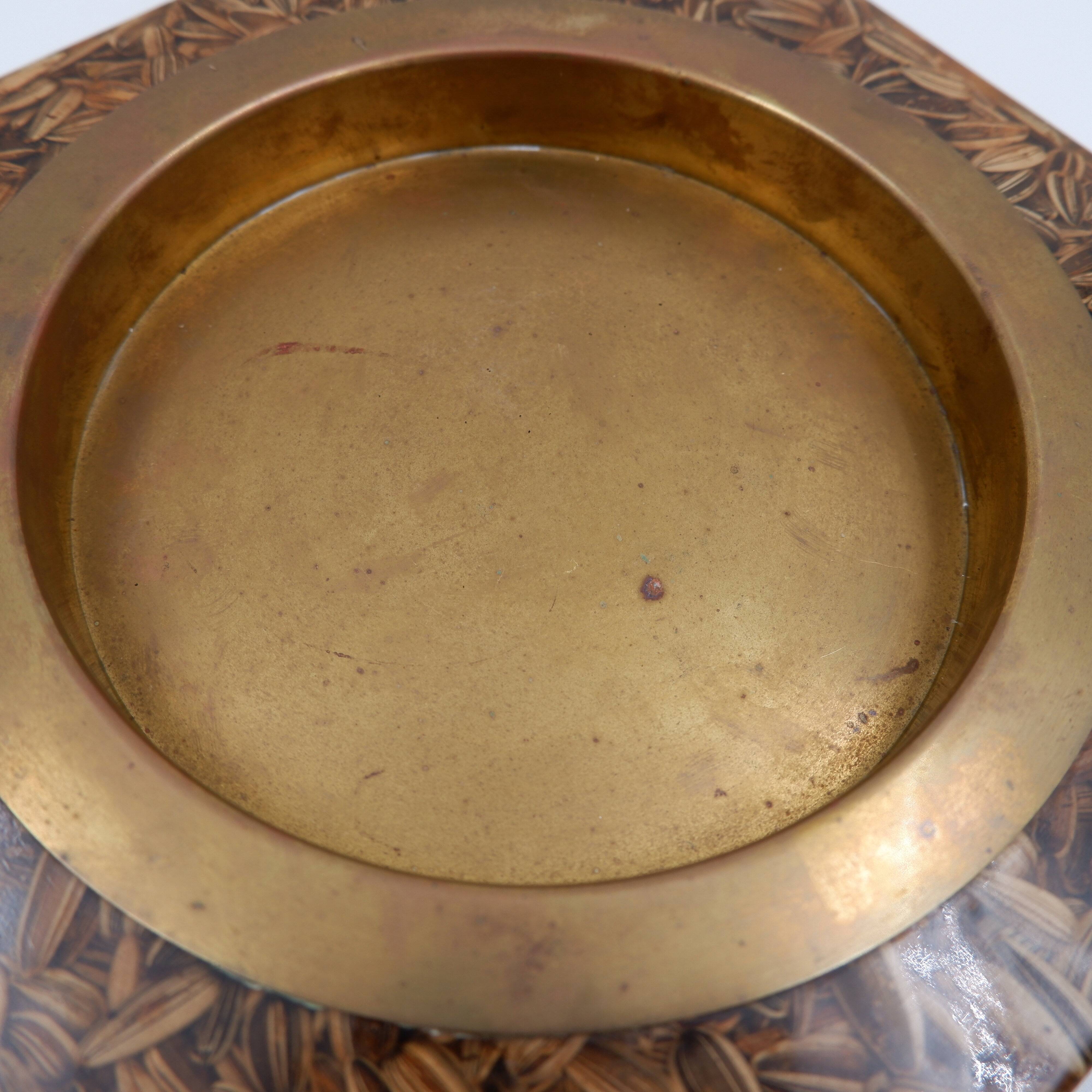 Large square brass and epoxy trinket tray with seed inclusions