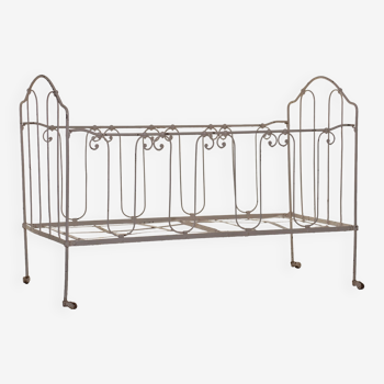 Wrought iron folding child's bed or romantic garden bench 19th century