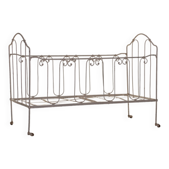 Wrought iron folding child's bed or romantic garden bench 19th century