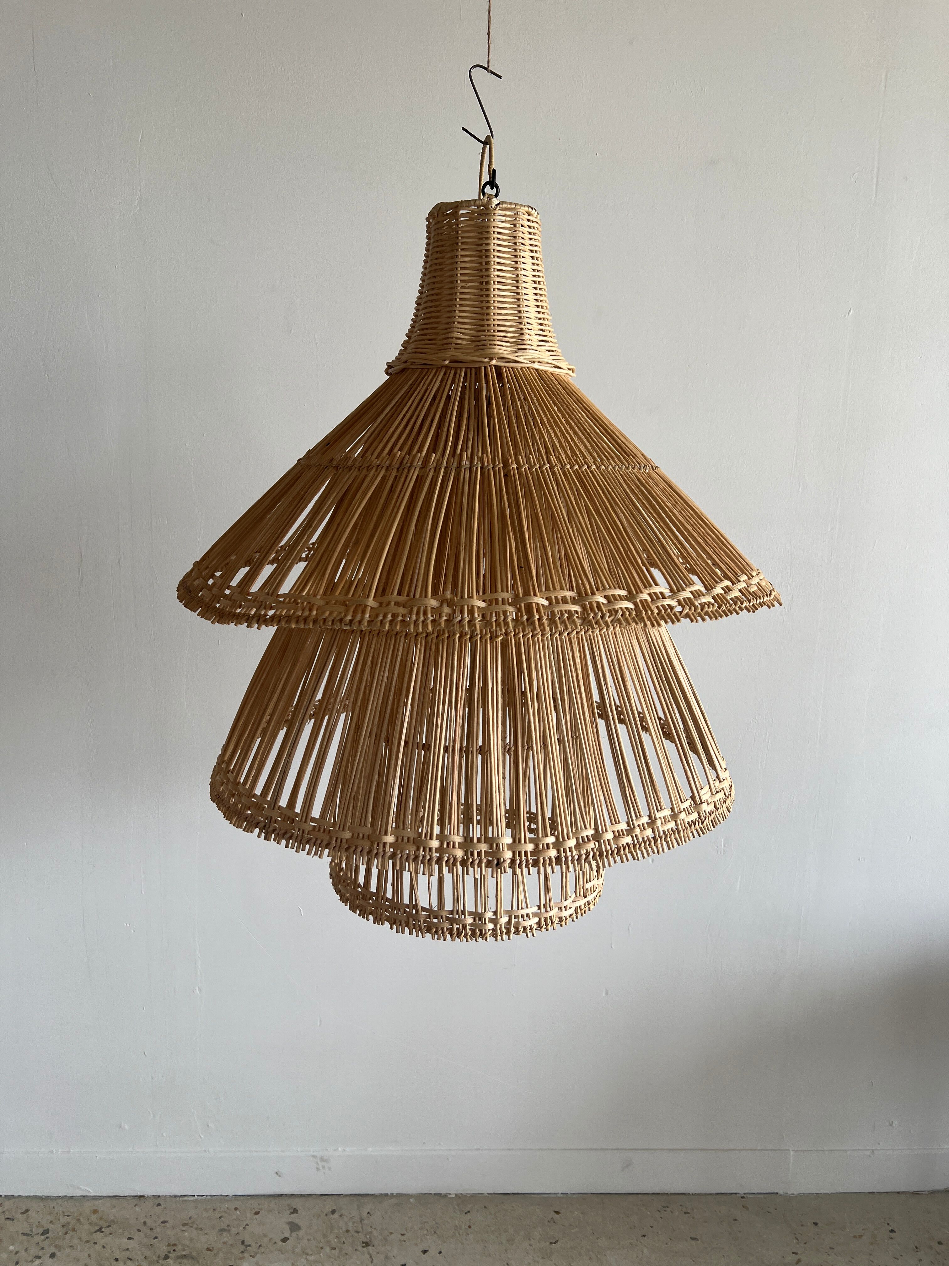 Rattan pendant lamp or light in the shape of an Asian lantern