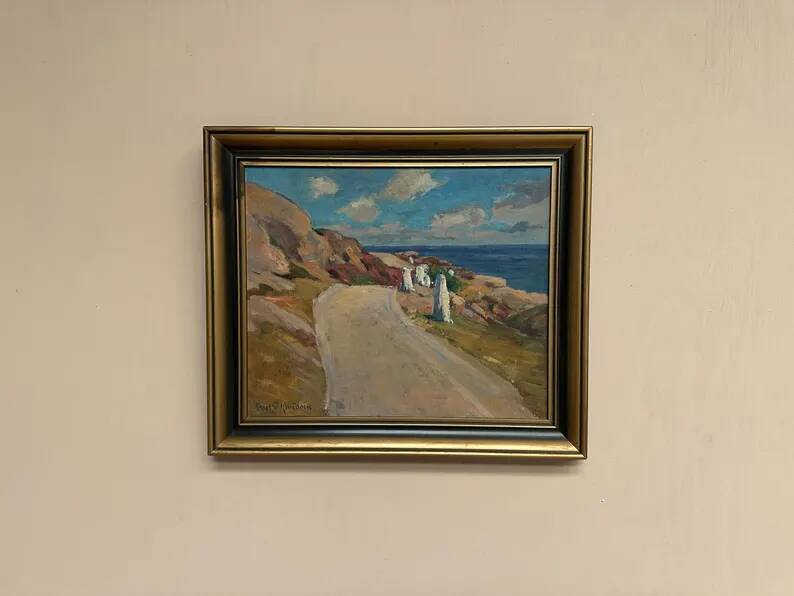 Original Swedish Oil on Canvas – “The Way” by Aksel G Knůdsen – Signed, Vintage & Framed – 52 x 45 cm (24" x 20")