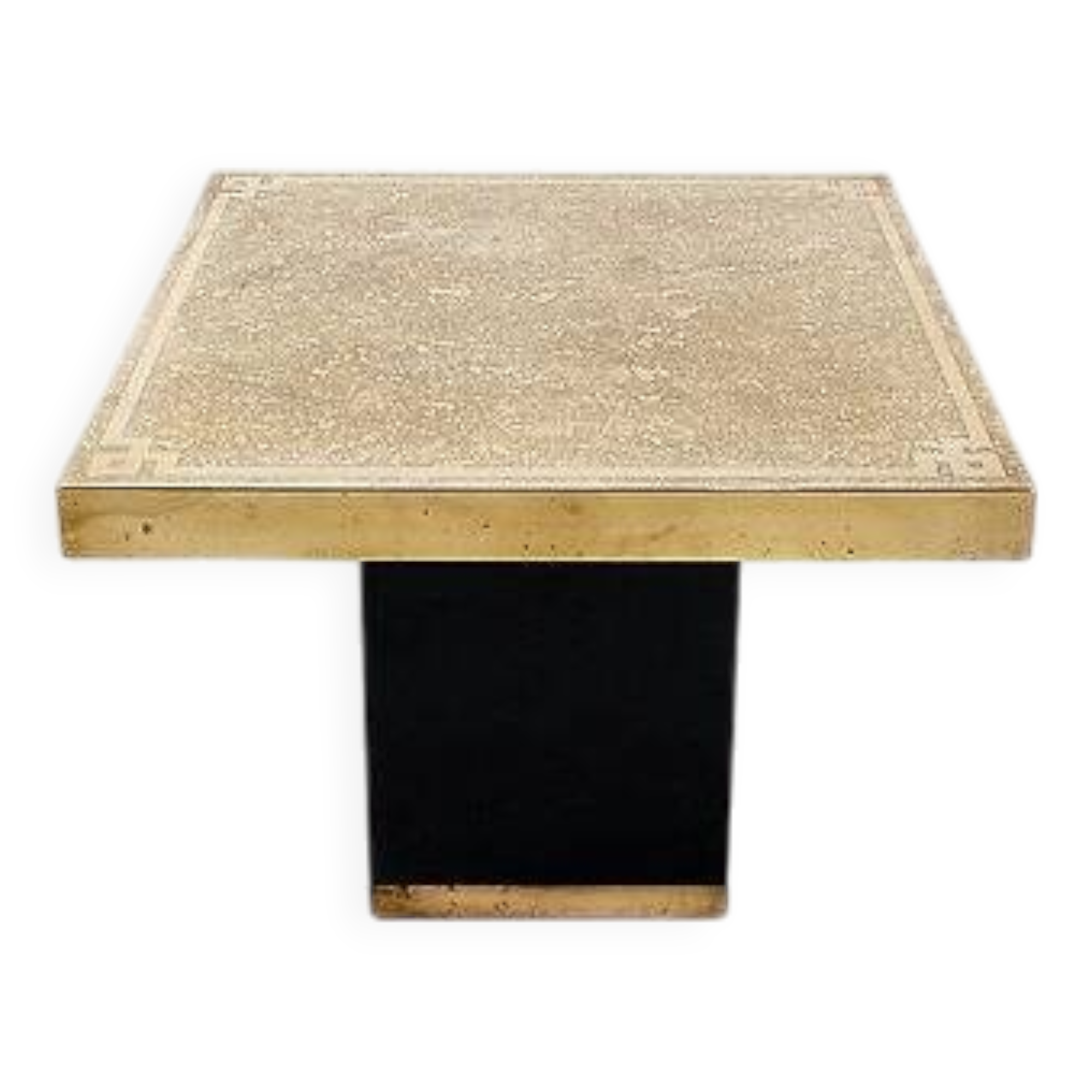 Hollywood Regency Brass Etched Side Table, 1950s
