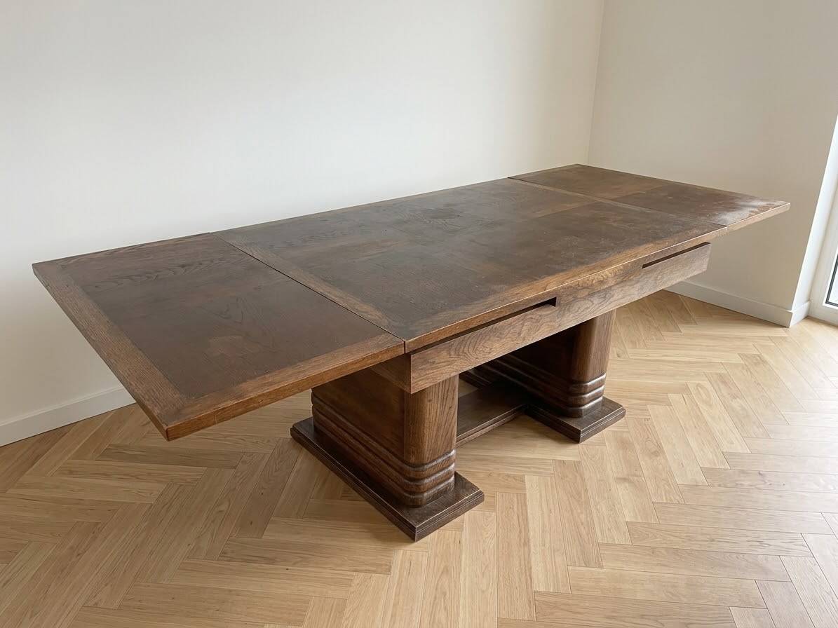 Solid wood dining table in Art Deco style