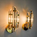 Paire d'appliques Venini, verre triedri, murano, Italie 1970