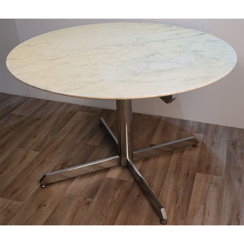 Table de repas vintage roche bobois en marbre et métal 1970