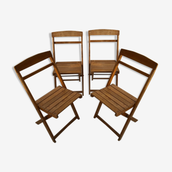 4 wooden folding chairs