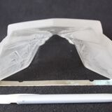 Grand abat-jour Art Déco en verre dépoli, motif floral géométrique