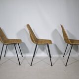 Set of 3 Basket Chairs by Franco Legler, Wicker and Metal, 1960s