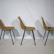 Set of 3 Basket Chairs by Franco Legler, Wicker and Metal, 1960s