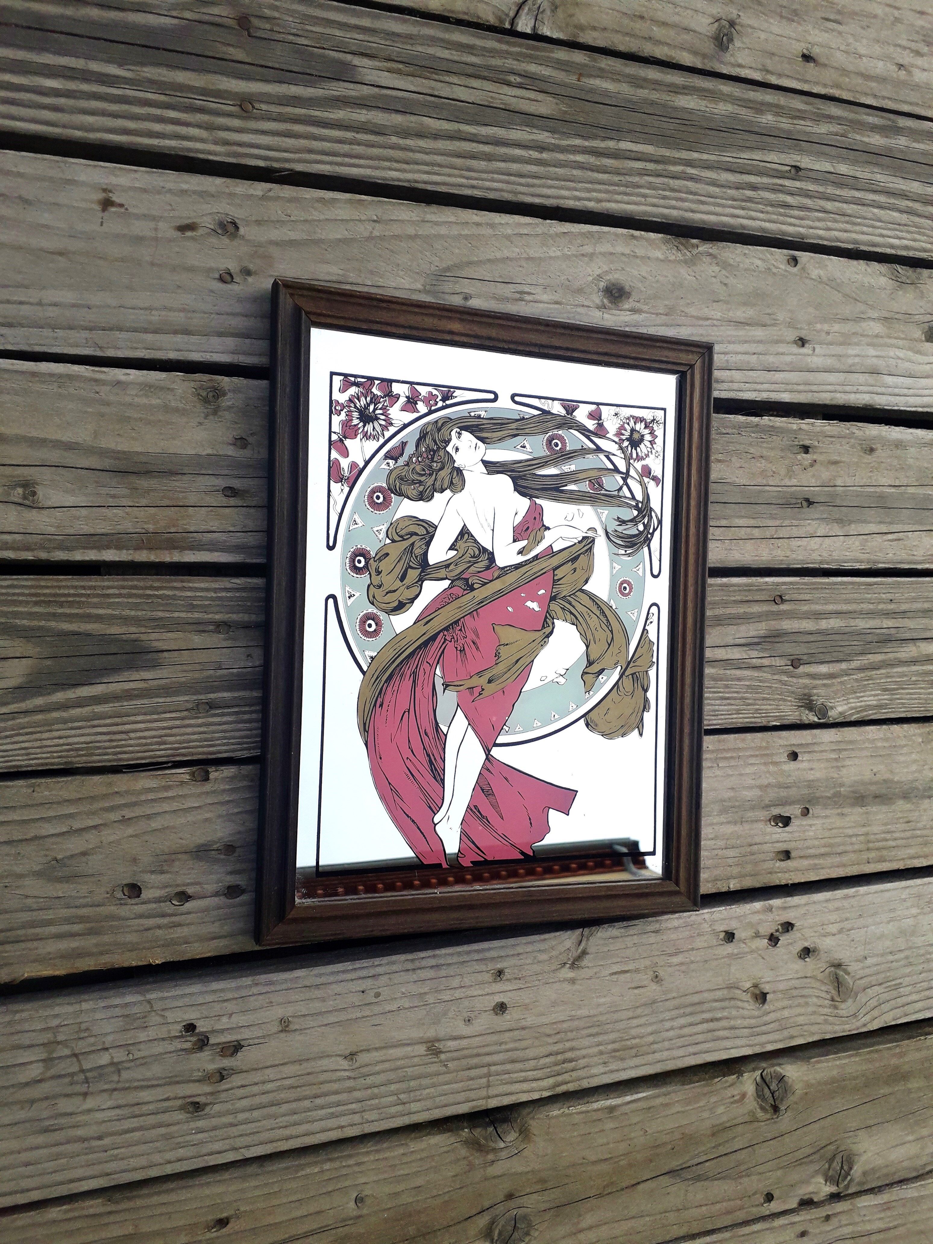 Mirror illustrated by Alphonse Mucha 1960 70 26x34cm