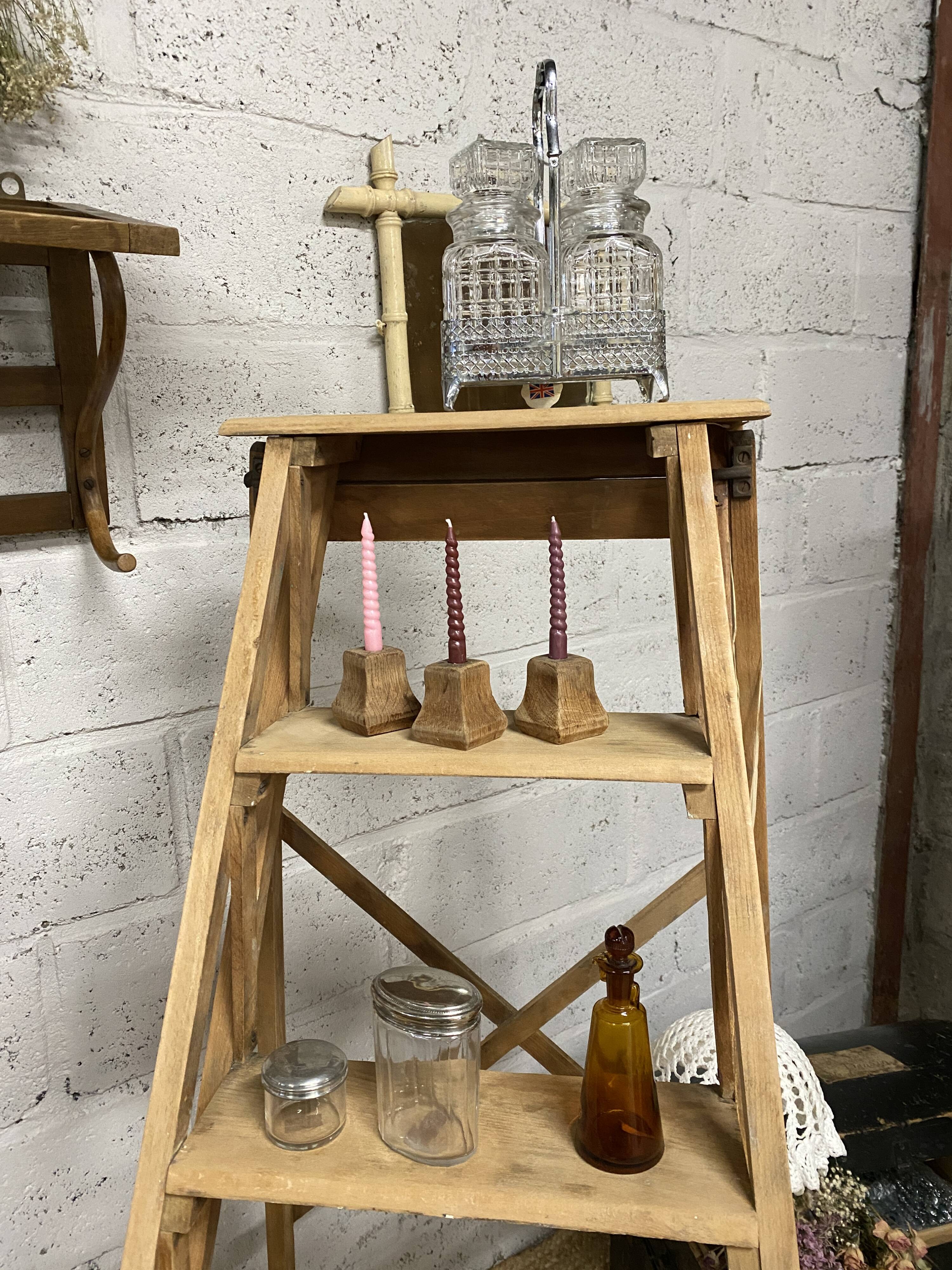 old wooden step stool
