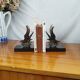 Pair of Art Deco Bookends of Swallows in Flight, Marble & Spelter