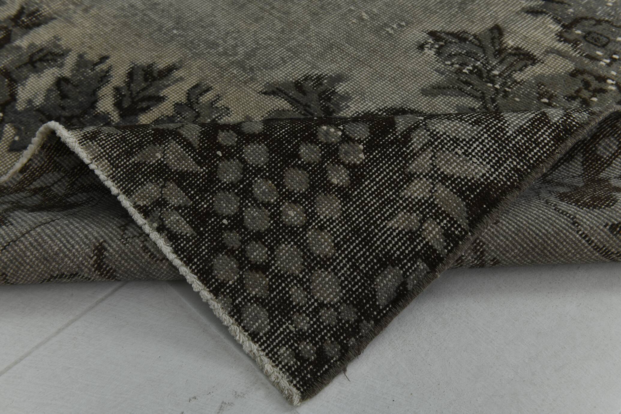 Gray & Black Oriental Vintage Rug, 220x317Cm