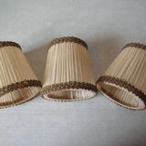 Set of 3 old pleated fabric lampshades clip-on model chandelier lamp lighting fixture n2