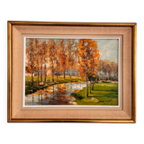 Oil on hardboard, landscape signed Pierre Douet