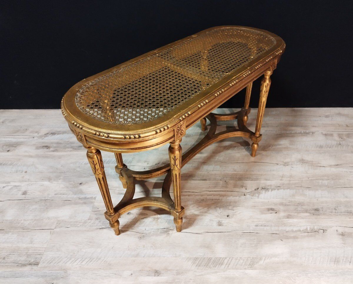 Piano bench cannée Louis XVI style in gilded wood