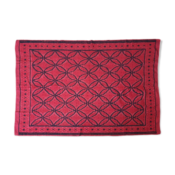 Tapis roumain en laine tissée à la main en rouge et noir 210x163cm