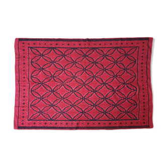 Tapis roumain en laine tissée à la main en rouge et noir 210x163cm