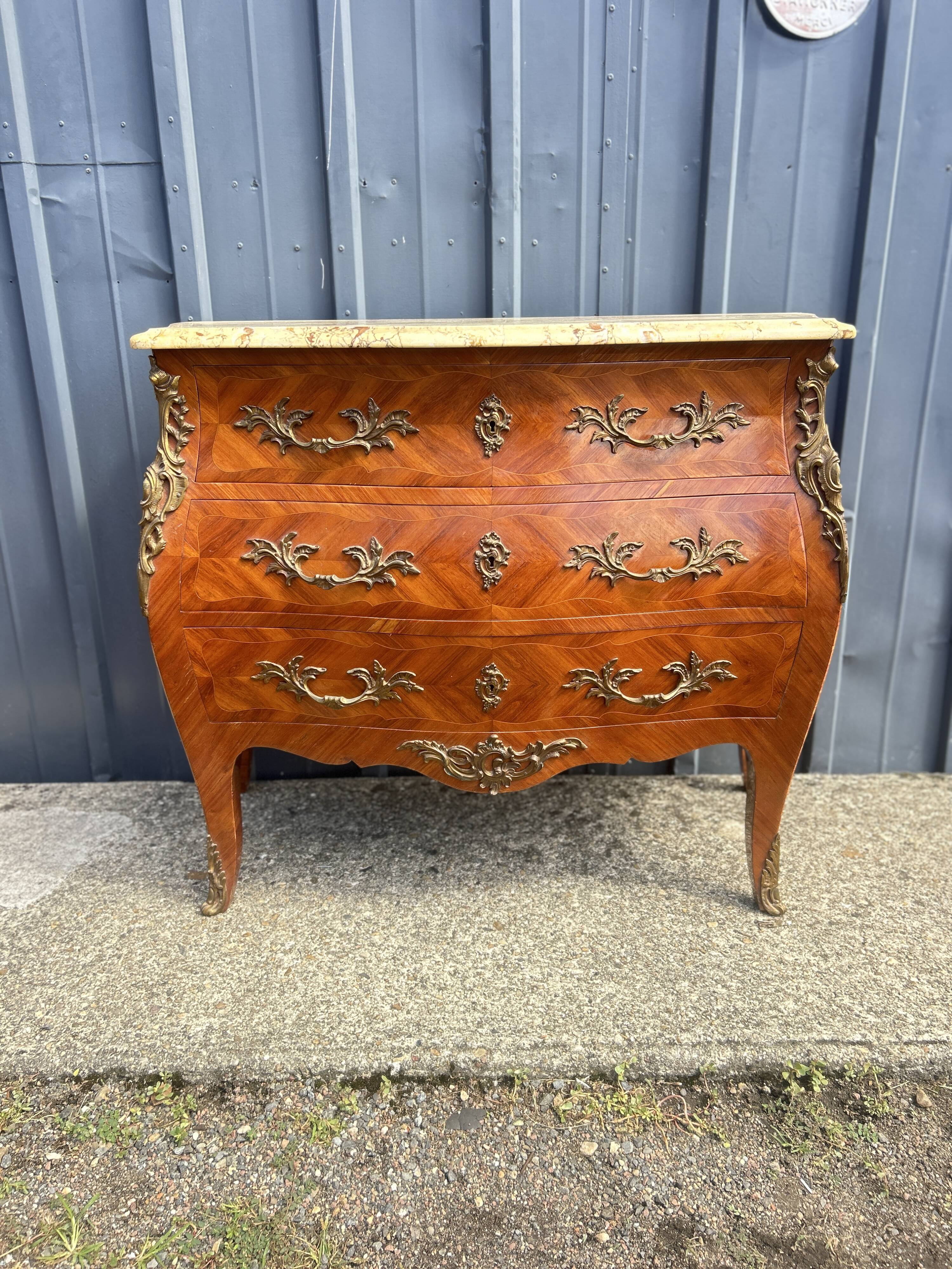 Louis XV Style Commode, 3 drawers, rosewood, marble top