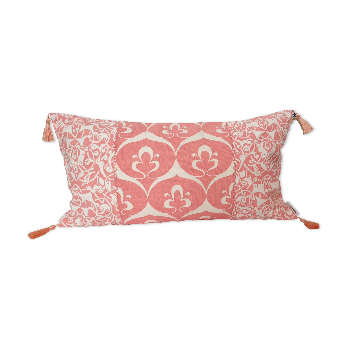 Housse de coussin brodé blanc / rose vif - 30 x 50