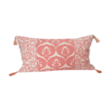 White/bright pink embroidered cushion cover - 30 x 50