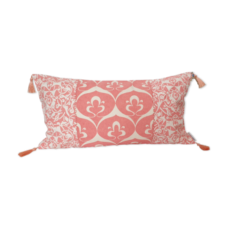 White/bright pink embroidered cushion cover - 30 x 50