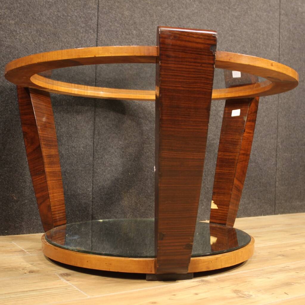Table basse italienne en bois et verre, années 60