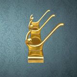 Vintage wall-mounted coat rack in anodised gold aluminium with 3 hooks from the 1970s.