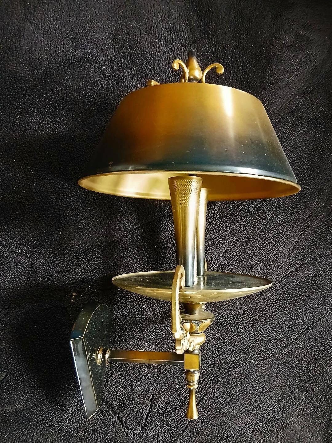 Empire bouillotte lamp wall sconces in tole and gilded bronze